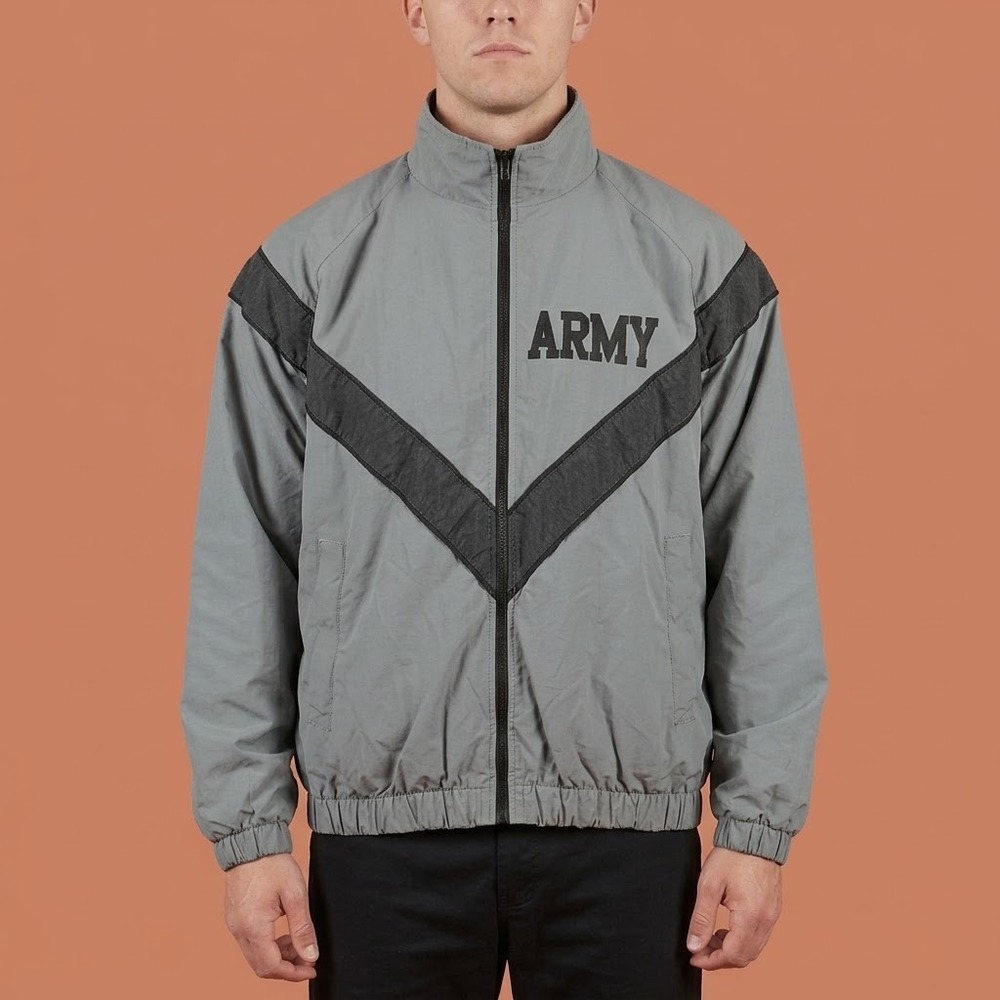 Skilcraft US Army IPFU PT Jacket Mens Medium Regular Gray Windbreaker Nylon EUC